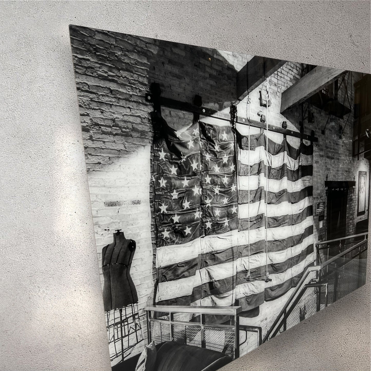 Industrial American flag travel photography acrylic print side view