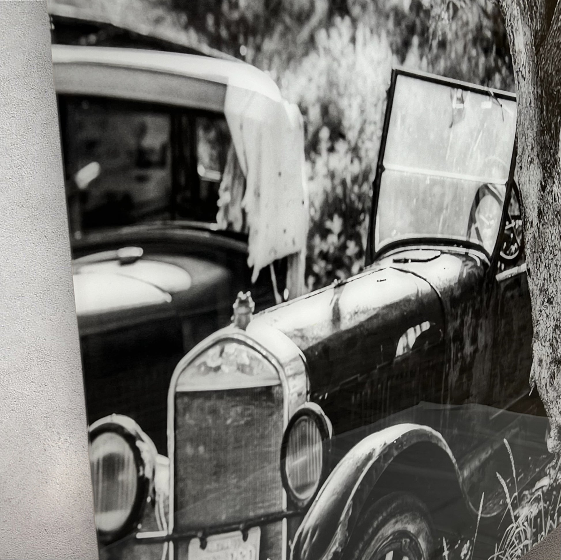 Travel antique car junkyard photography acrylic print side view