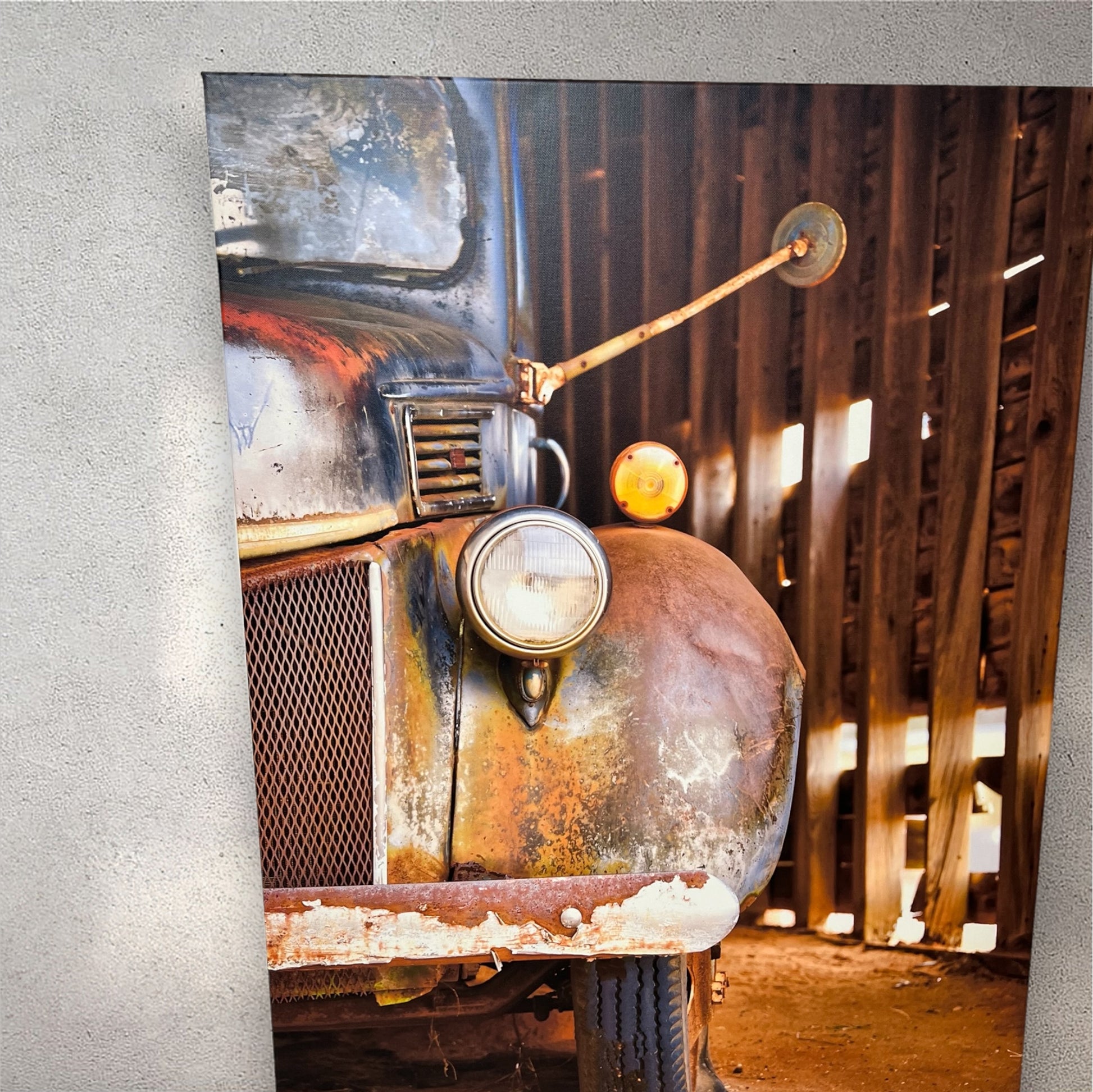 Rustic old Ford truck barn photography canvas print