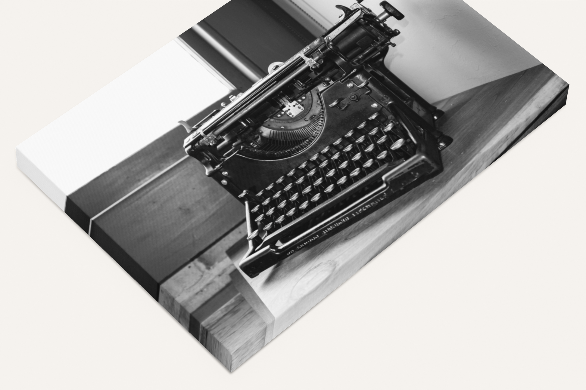 Antique typewriter on desk photography canvas print