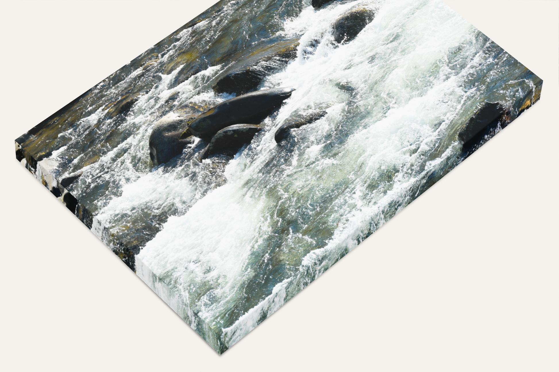 Waterfall and rocks nature photography canvas print
