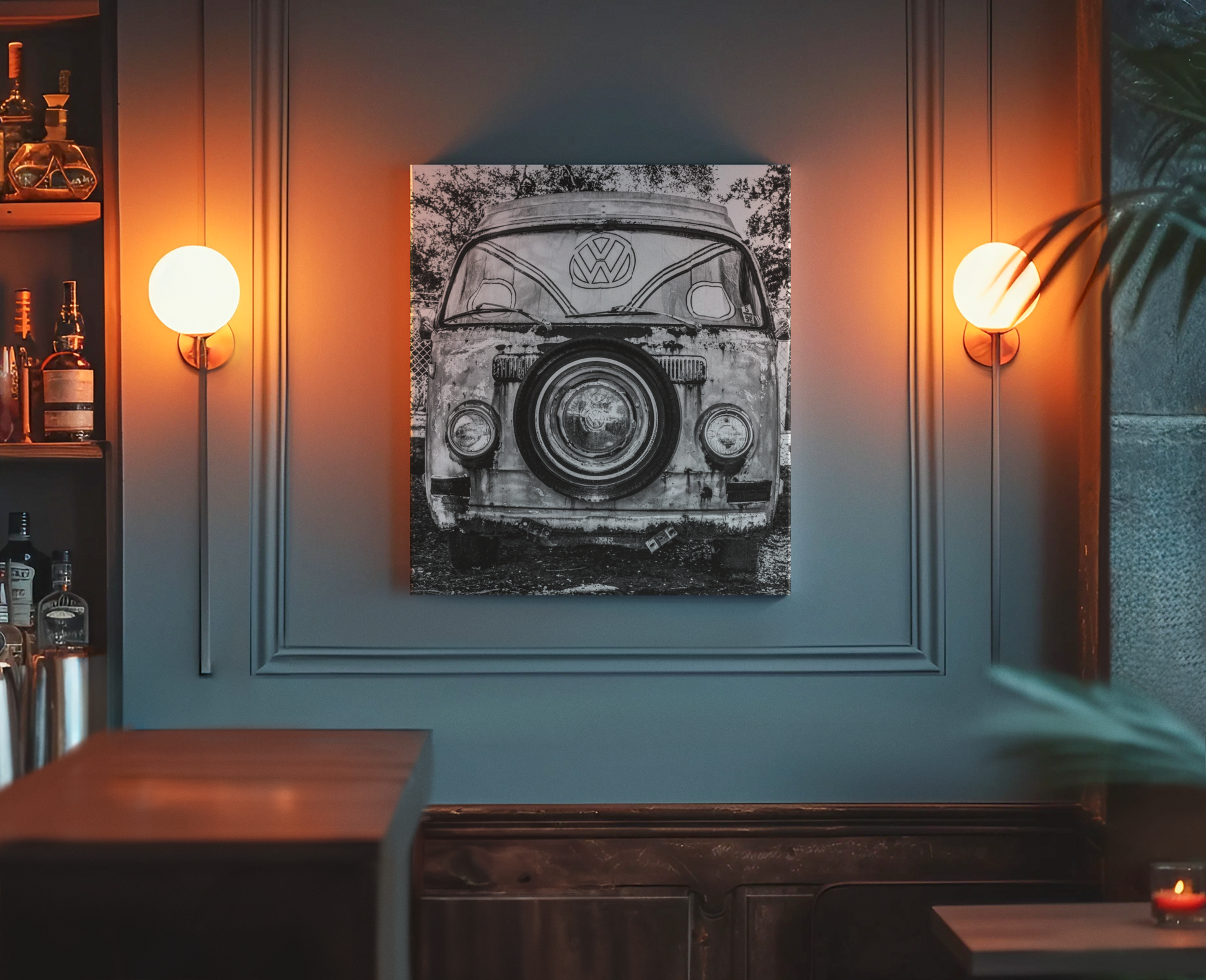 Vintage Volkswagen junkyard van canvas print example